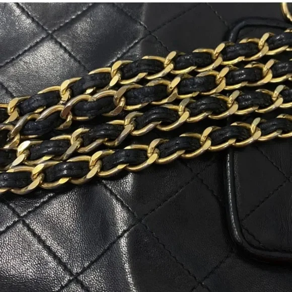 CHANEL CC MATELASSE Fringe Chain Shoulder Bag Leather Black Vintage - Picture 8 of 12